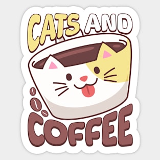 Cats And Coffee! Cute Caffeine Cat Sticker